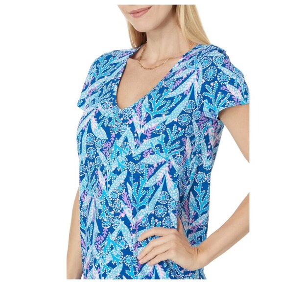 Women's Lilly Pulitzer Etta Short Sleeve Dress Barton Blue Star Gazing NWT Small - Picture 3 of 15